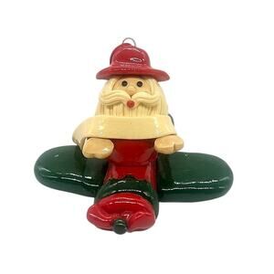 Vintage Dough Clay Santa Claus In Prop Airplane 4 X 3.5 - CL69